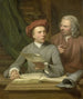 Zelfportret Staand naast de kunstenaar bevindt zich zijn vader en docent Jan Maurits Quinkhard 1688-1772 - Julius Henricus Quinkhard — weergave van het kunstwerk