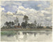 Trees reflected in water under a cloudy sky - Julius Jacobus van de Sande Bakhuyzen — artwork view