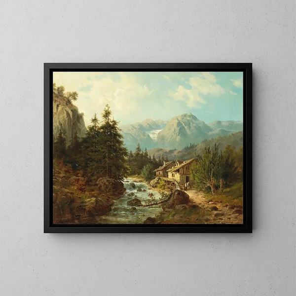 Molentje aan de rand van de beek - Julius Rose — ingelijst kunstwerk aan de muur