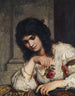 Dame op de borst met een roos - Julius Schrader — weergave van het kunstwerk