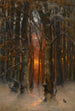Zonsondergang door de bomen - Julius Sergius Klever — weergave van het kunstwerk