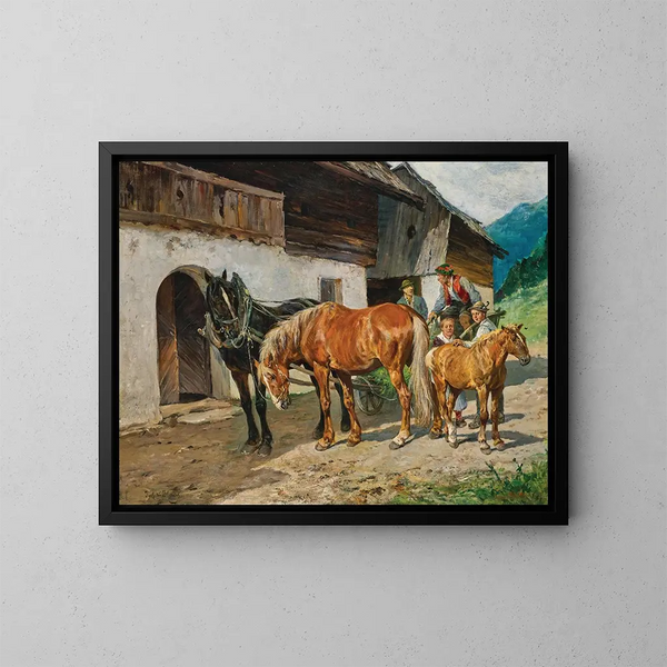 Attelage lungauer - Julius von Blaas — ingelijst kunstwerk aan de muur