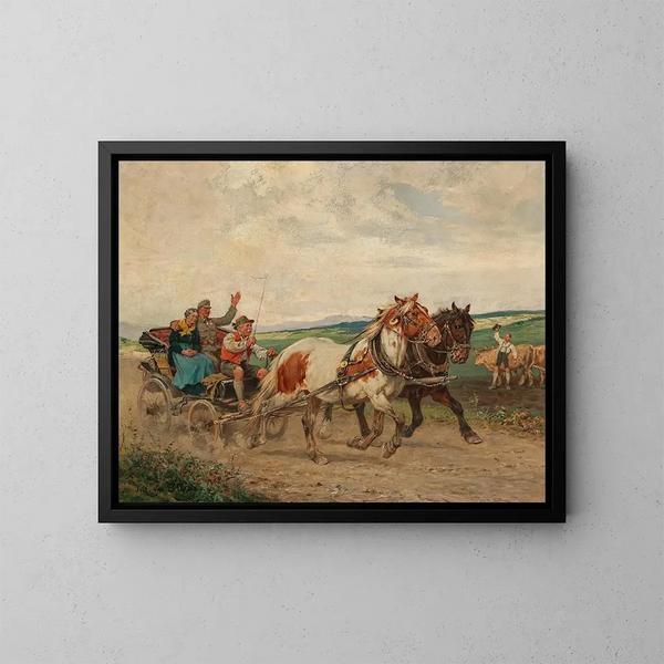Het Terugkeren naar huis - Julius von Blaas — ingelijst kunstwerk aan de muur
