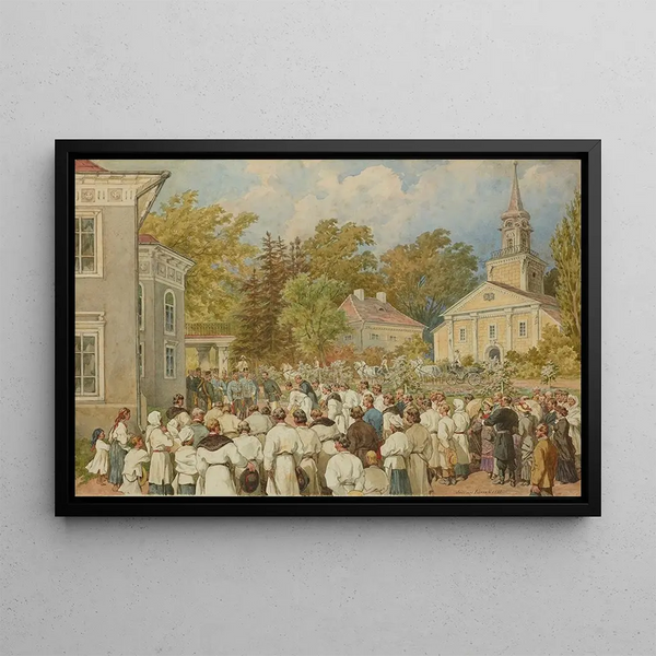 Juliusz Kossak - Delegation from the Krysowice Commune Thanking the Emperor for Money Donated for the Building of the School.webp