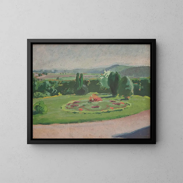 Parterre de fleurs devant le manoir - Józef Mehoffer — ingelijst kunstwerk aan de muur