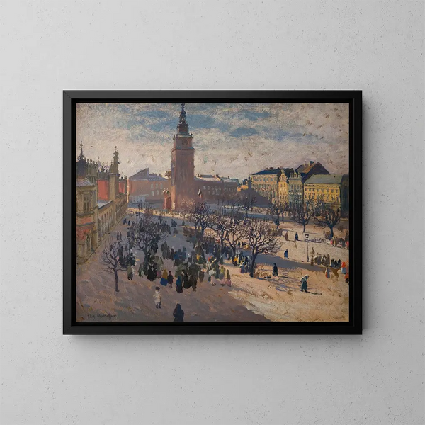 Marktplein in Krakau - Józef Mehoffer — ingelijst kunstwerk aan de muur