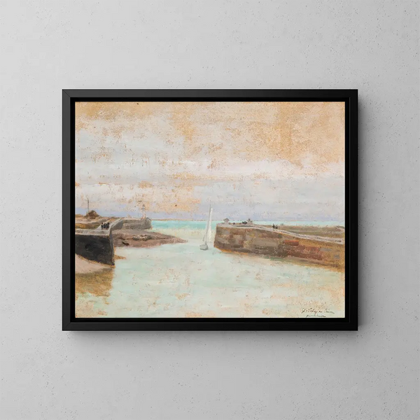 Ingang van de haven in Saint-Valery-en-Caux - Józef Pankiewicz — ingelijst kunstwerk aan de muur