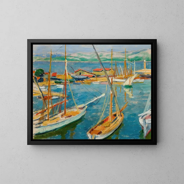 Haven van Saint-Tropez - Józef Pankiewicz — ingelijst kunstwerk aan de muur