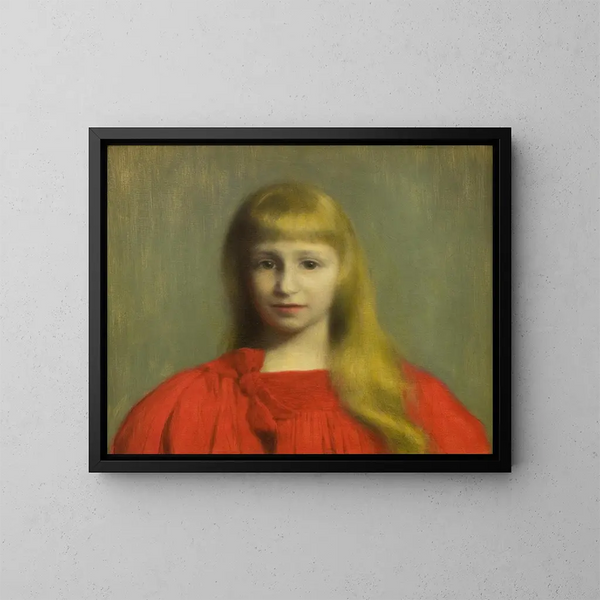 Kleine meisje in rode jurk - Józef Pankiewicz — ingelijst kunstwerk aan de muur