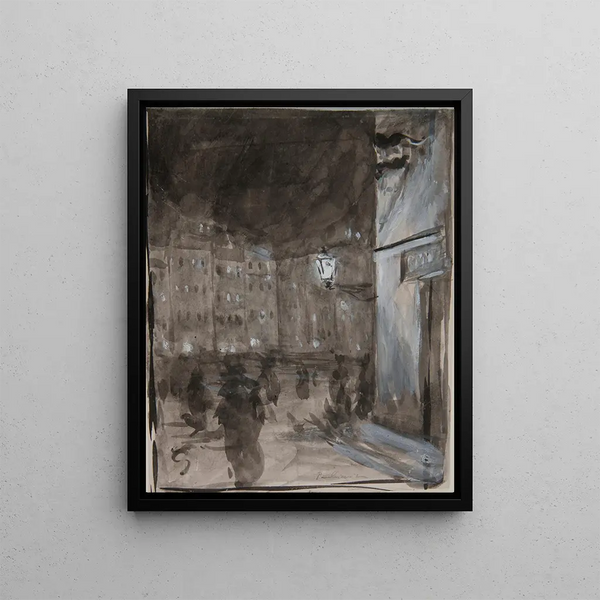 Jzef Pankiewicz - Old Town Market Square in Warsaw at night study of the motif for the oil painting.webp