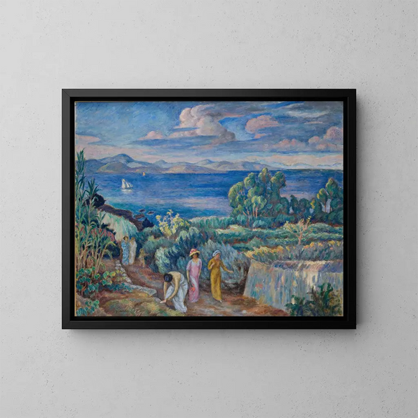 Terugkeer van een badsessie - Józef Pankiewicz — ingelijst kunstwerk aan de muur