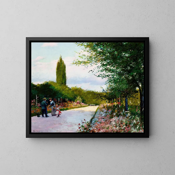 In de tuin - Józef Rapacki — ingelijst kunstwerk aan de muur