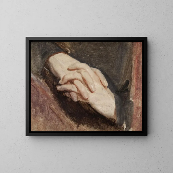 Studie van de handen van Sigismond Auguste voor het schilderij De dood van Barbara Radziwiłł - Józef Simmler — ingelijst kunstwerk aan de muur