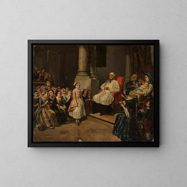 Leergang catechismus - Józef Szermentowski — ingelijst kunstwerk aan de muur