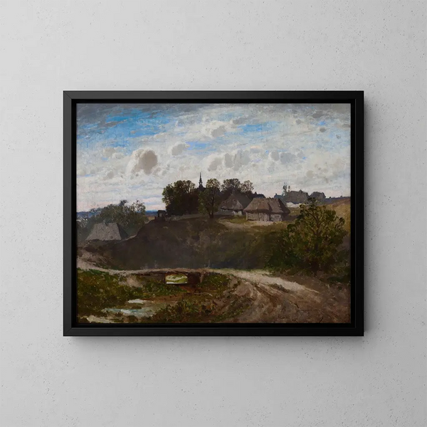 Village polonais - Józef Szermentowski — ingelijst kunstwerk aan de muur