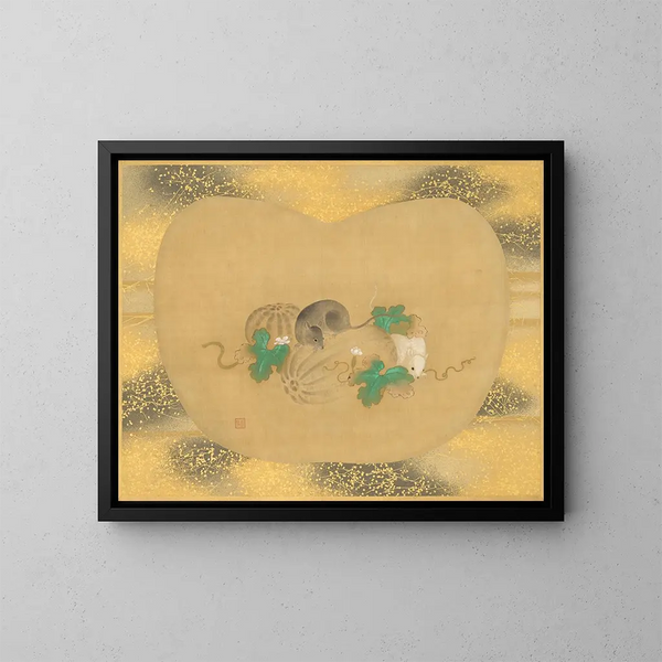 Gourd en muis - Kanō Tsunenobu — ingelijst kunstwerk aan de muur