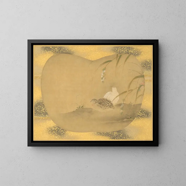 Zwanen en kwartel - Kanō Tsunenobu — ingelijst kunstwerk aan de muur