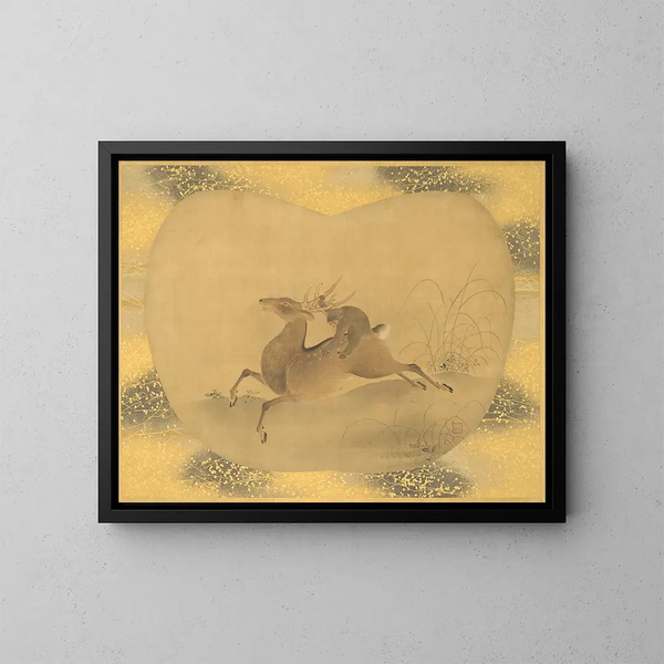 Singe sur un cerf - Kanō Tsunenobu — ingelijst kunstwerk aan de muur