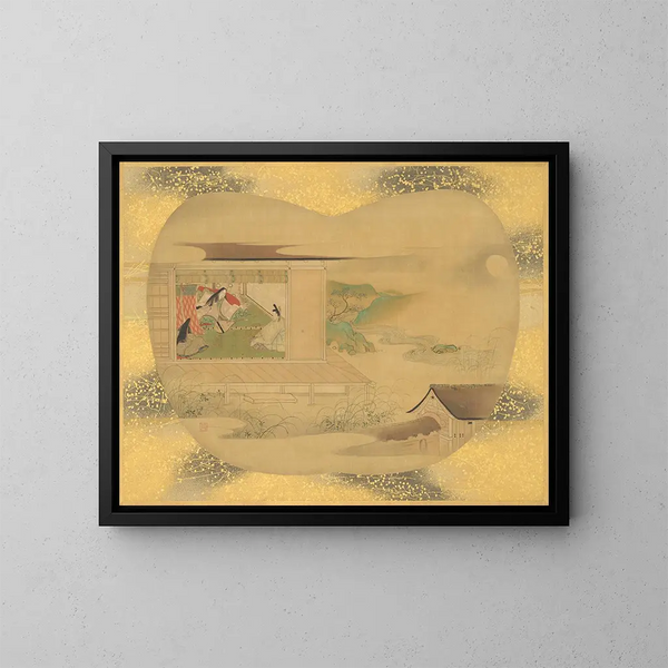 Scene uit de Dit van de Genji - Kanō Tsunenobu — ingelijst kunstwerk aan de muur