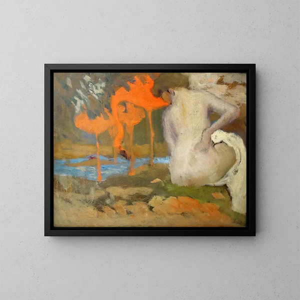 Leda en de zwaan - Karel Pilař — ingelijst kunstwerk aan de muur