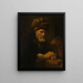 van een oude man met een bontmuts - Karel van der Pluym — ingelijst kunstwerk aan de muur