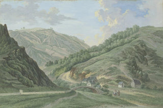 Karl Franz Kraul - Wiesental bei einer Brcke mit einer Husergruppe.webp