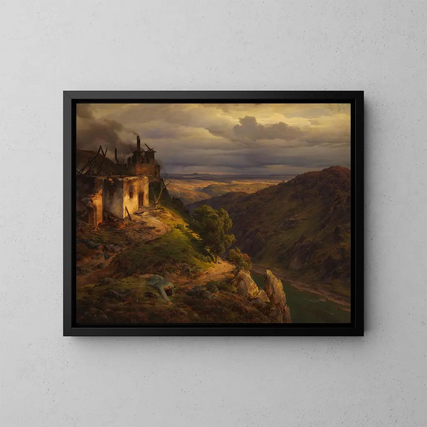 Landschap - Karl Friedrich Lessing — ingelijst kunstwerk aan de muur