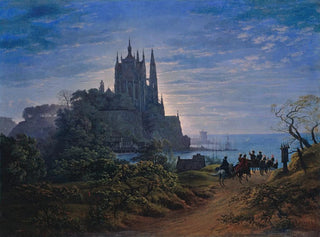 Karl Friedrich Schinkel - Gothic Church on a Rock by the Sea.webp