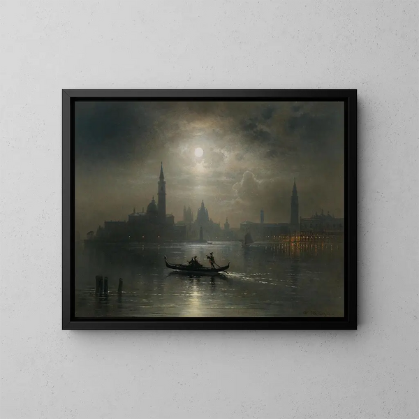 Venetië, volle maan op Santa Maria della Salute - Karl Heilmayer — ingelijst kunstwerk aan de muur