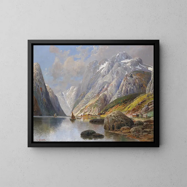 Landschap van de Holmstedt fjord - Karl Kaufmann — ingelijst kunstwerk aan de muur