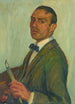 Autoportrait avec pinceau et palette - Karl Krebs — weergave van het kunstwerk