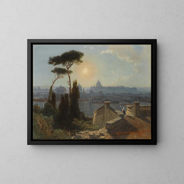 Rome vanaf de Trinité-des-Monts - Karl Lindemann-Frommel — ingelijst kunstwerk aan de muur