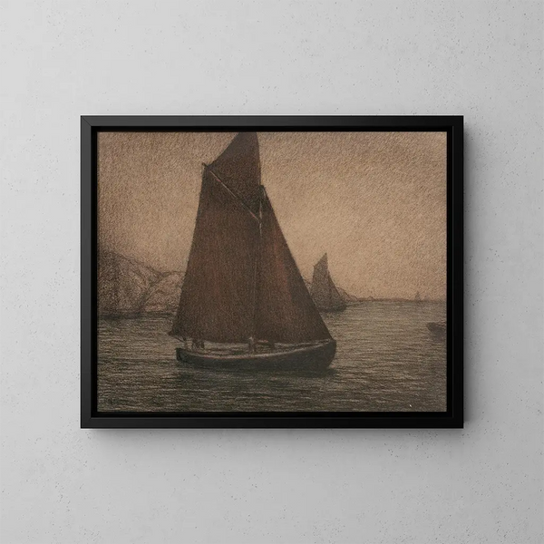 Vissersboten met net - Karl Nordström — ingelijst kunstwerk aan de muur