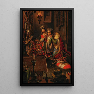 Karl Russ - King Albert II and His Wife Elizabeth of Luxembourg in Prayer on the Altar the Crowns of Bohemia and Hungary as well as the Imperial Crown of the Holy Roman Empire.webp