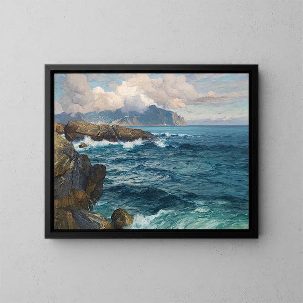 Atmosfeer van de avond in Nervi - Karl Theodor Boehme — ingelijst kunstwerk aan de muur