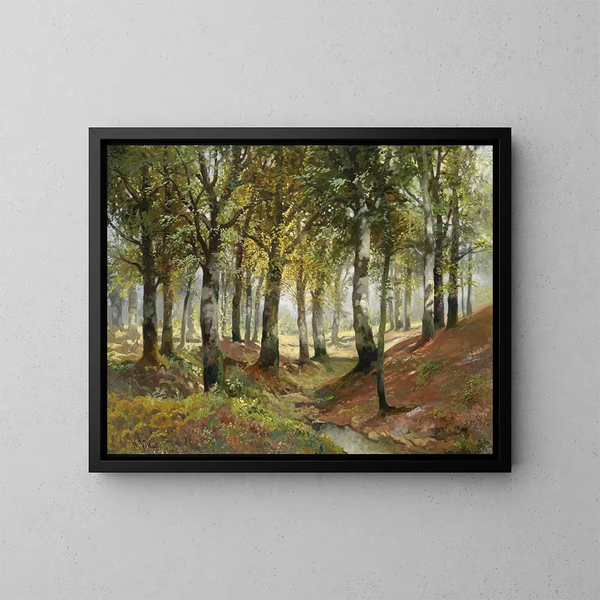 Boslandschap - Karl Vikas — ingelijst kunstwerk aan de muur