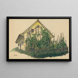 Karl Wiener - Ohne Titel Bauernhaus mit Vorgarten.webp