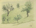 Onbekend, bomen op heuvel - Karl Wiener — weergave van het kunstwerk