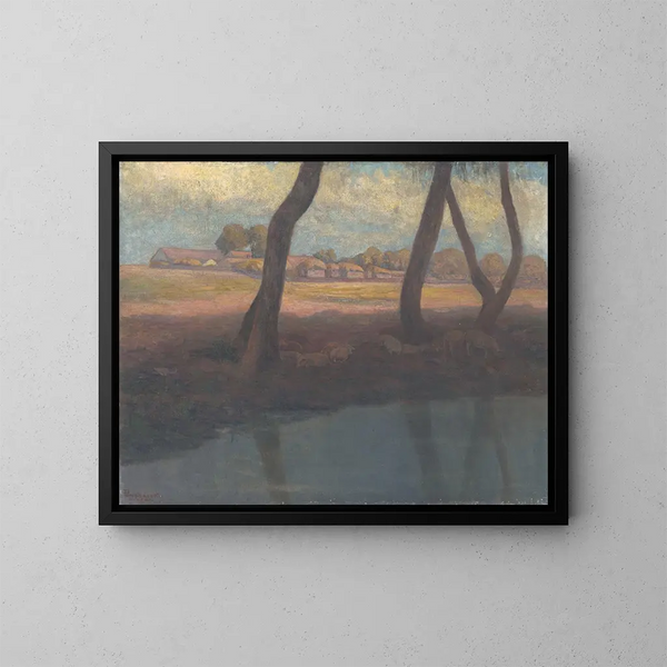 Landschap - Karol Pongrácz — ingelijst kunstwerk aan de muur