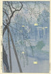 Het bord van de vijver Shinobazu tijdens een mistige avond - Kasamatsu Shirō — weergave van het kunstwerk