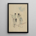 a man and a woman seen from behind looking at where the man points with his left arm - Katsushika Hokusai — framed artwork on a wall