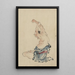 a man with a bare torso sitting cross-legged, arms raised above his head, stretching or practicing yoga - Katsushika Hokusai — framed artwork on a wall
