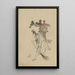 a man sweeping fallen pine needles from a tree near a stone shrine - Katsushika Hokusai — framed artwork on a wall
