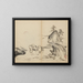 Goden van het geluk op de berg Penglai - Kawanabe Kyōsai — ingelijst kunstwerk aan de muur