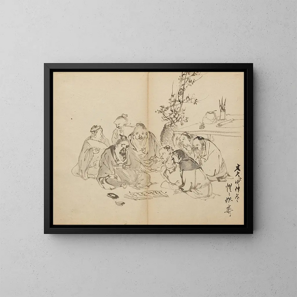 Verzameling van geleerden - Kawanabe Kyōsai — ingelijst kunstwerk aan de muur