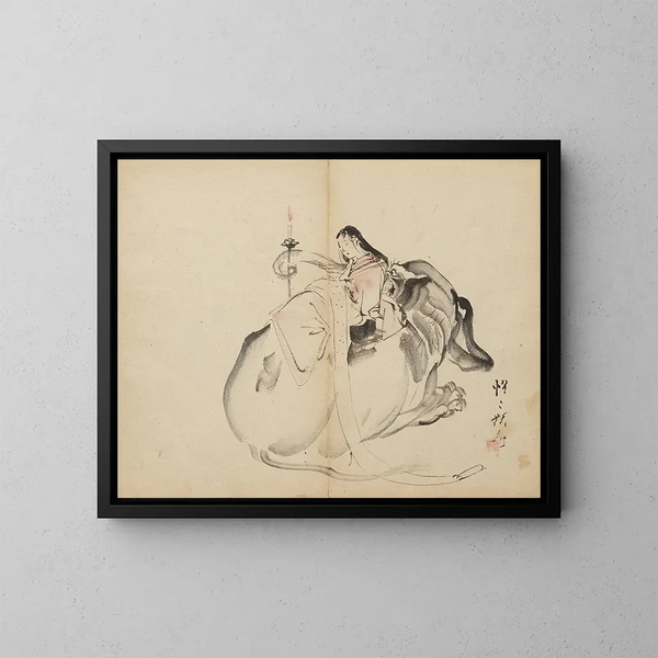 Monju staand - Kawanabe Kyōsai — ingelijst kunstwerk aan de muur