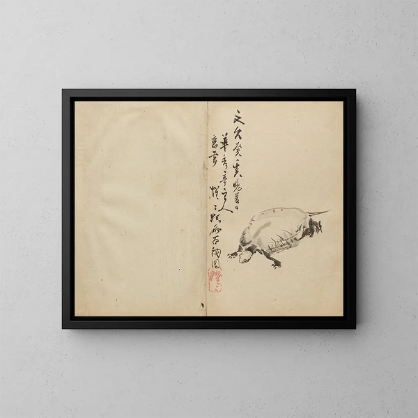 Tortue - Kawanabe Kyōsai — ingelijst kunstwerk aan de muur