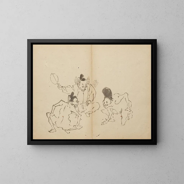 Worstelen - Kawanabe Kyōsai — ingelijst kunstwerk aan de muur