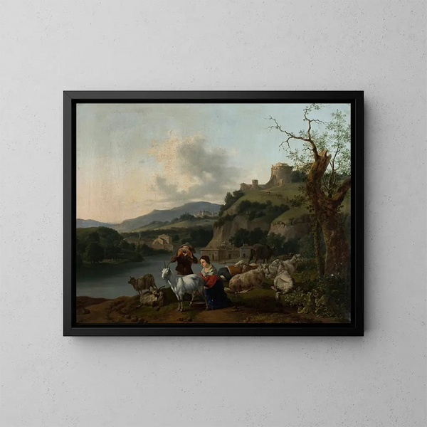 Pastorale scène - Kazimierz Jan — ingelijst kunstwerk aan de muur