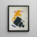 Suprematisme compositie Vliegend vliegtuig - Kazimir Malevitch — ingelijst kunstwerk aan de muur